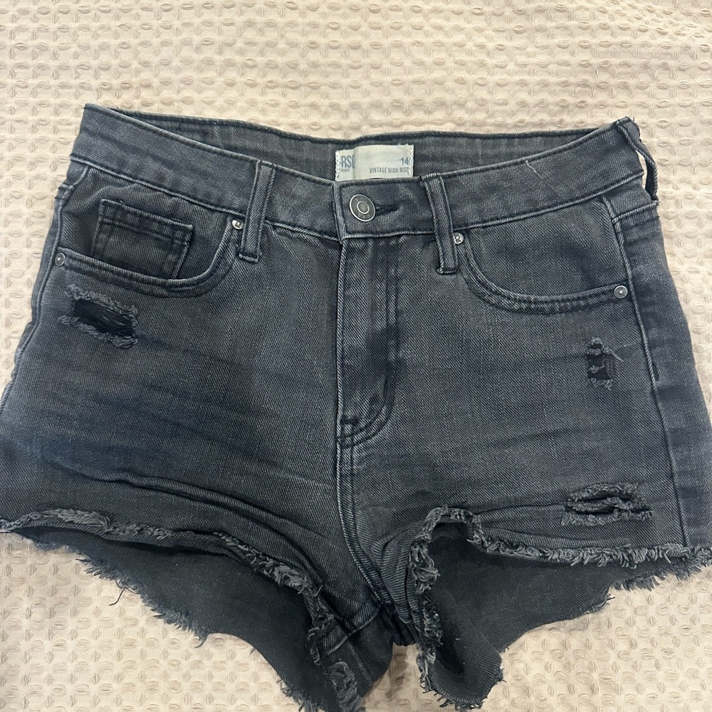 RSQ Gray Jean Shorts Distressed High-Waisted